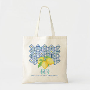Wasserfarben-Limonen-Mittelmeer-Fliese-Logo Tragetasche