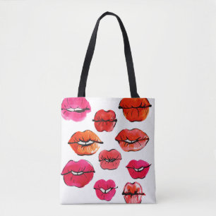 Wasserfarben-Lippenmuster Tasche
