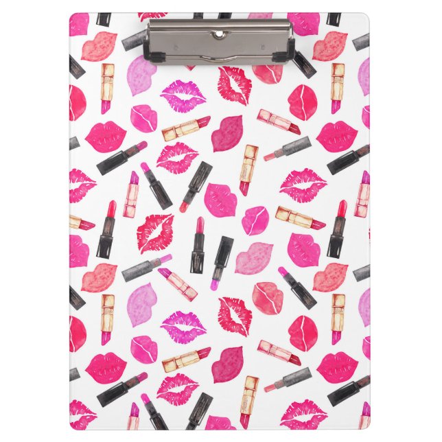 Wasserfarben-Lipstick-Muster Makeup Artist Klemmbrett (Vorderseite)