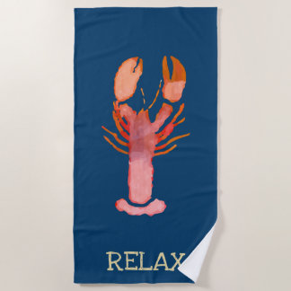 Wasserfarben-Lobster entspannen Strandtuch