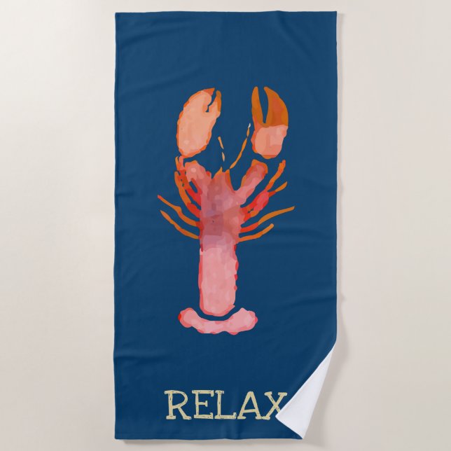 Wasserfarben-Lobster entspannen Strandtuch (Vorderseite)