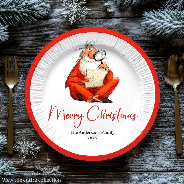 Wasserfarben Lustiger Weihnachtsmann Feiertag Papi Pappteller (Watercolor Funny Santa Holiday Paper Plates)