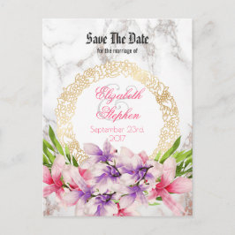 Wasserfarben Magnolien, Imitate Save the Date Marm Ankündigungspostkarte