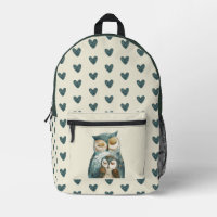 Wasserfarben Mama Owl & Owlet Aquamarines Herzmust