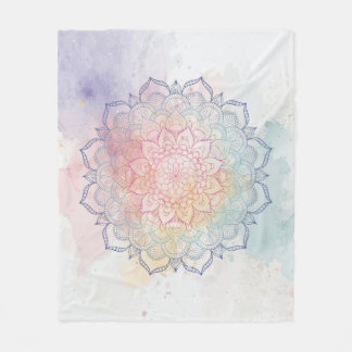 Wasserfarben-Mandala-Wurfdecke Fleecedecke