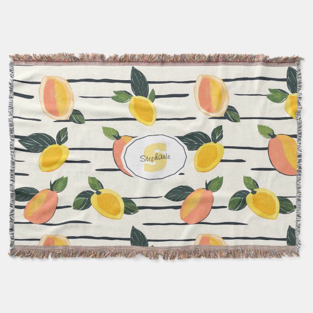 Wasserfarben-Mango-Muster mit grünen Blätter (2) Decke (Vorderseite)
