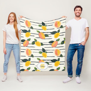 Wasserfarben-Mango-Muster mit grünen Blätter (2) Fleecedecke