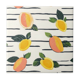 Wasserfarben-Mango-Muster mit grünen Blätter (2) Fliese