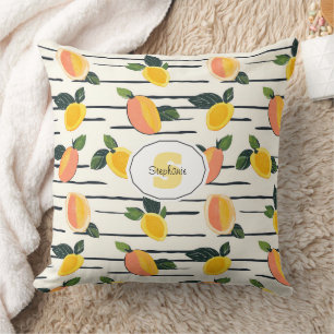 Wasserfarben-Mango-Muster mit grünen Blätter (2) Kissen