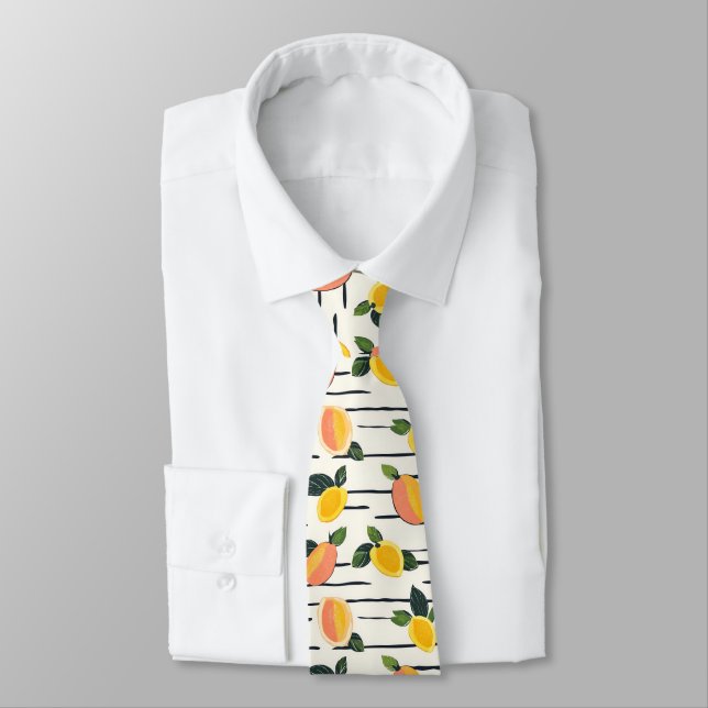 Wasserfarben-Mango-Muster mit grünen Blätter (2) Krawatte (Gebunden)