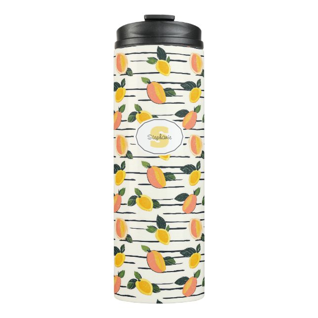 Wasserfarben-Mango-Muster mit grünen Blätter (2) Thermosbecher (Vorderseite)