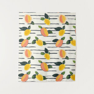 Wasserfarben-Mango-Muster mit grünen Blätter (2) Wandteppich