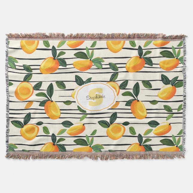 Wasserfarben-Mango-Muster mit grünen Blätter Decke (Vorderseite)