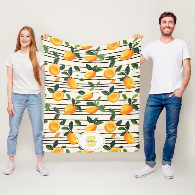 Wasserfarben-Mango-Muster mit grünen Blätter Fleecedecke (Beispiel)