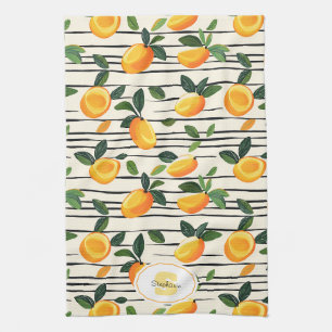 Wasserfarben-Mango-Muster mit grünen Blätter Geschirrtuch