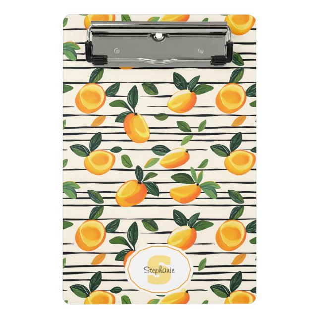 Wasserfarben-Mango-Muster mit grünen Blätter Mini Klemmbrett (Vorderseite)