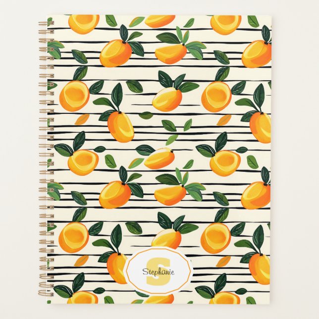 Wasserfarben-Mango-Muster mit grünen Blätter Planer (Vorderseite)