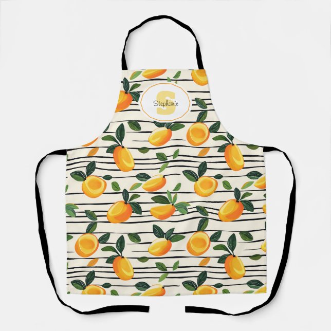 Wasserfarben-Mango-Muster mit grünen Blätter Schürze (Vorderseite)