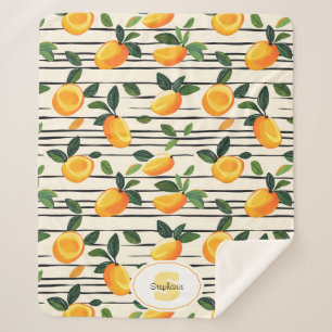 Wasserfarben-Mango-Muster mit grünen Blätter Sherpadecke