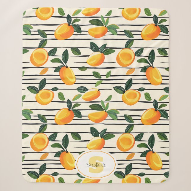Wasserfarben-Mango-Muster mit grünen Blätter Sherpadecke (Vorderseite)