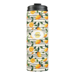 Wasserfarben-Mango-Muster mit grünen Blätter Thermosbecher