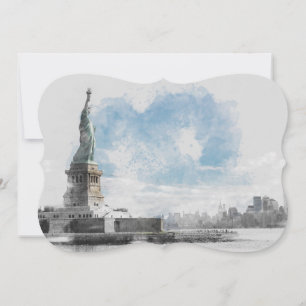 Wasserfarben Manhattan & Freiheitsstatue Flat Card