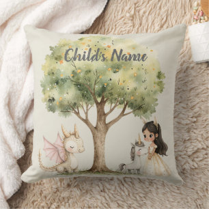 Wasserfarben-Märchenprinzessin Whimsical Kissen