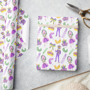 Wasserfarben-Mardi-Gras-Party Geschenkpapier