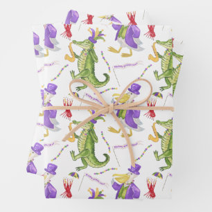 Wasserfarben-Mardi-Gras-Tier-Parade-Party Geschenkpapier Set