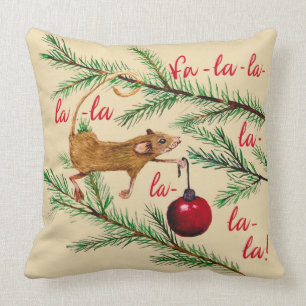 Wasserfarben Maus dekoriert Weihnachtsbaum Kissen