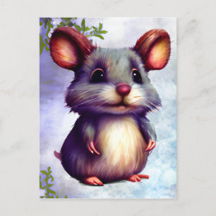 Wasserfarben-Maus-Grafik Postkarte