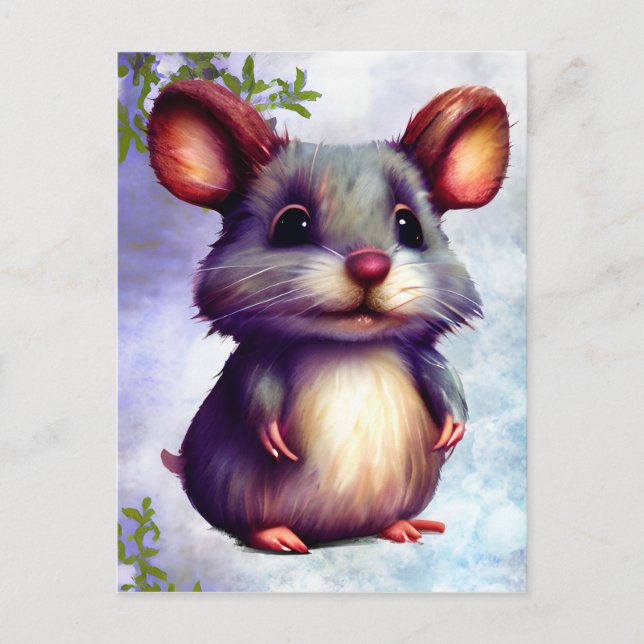 Wasserfarben-Maus-Grafik Postkarte (Vorderseite)