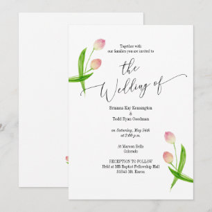 Wasserfarben Minimal Tulip Hochzeit Einladung