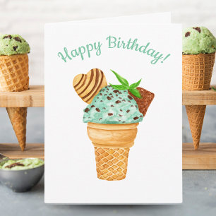 Wasserfarben-Minz-Schokoladeneis Alles Gute zum Ge Karte