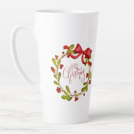 Wasserfarben-Mistelzweigkranz mit Schleife Milchtasse