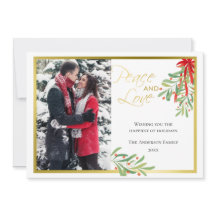 Wasserfarben-Mistletoe & Gold | Fotokarte für den 