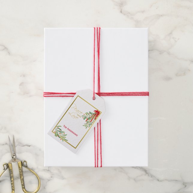 Wasserfarben-Mistletoe & Gold | Personalisierter U Geschenkanhänger (Mit Garn)