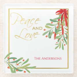 Wasserfarben-Mistletoe & Gold | Personalisierter U Glasuntersetzer