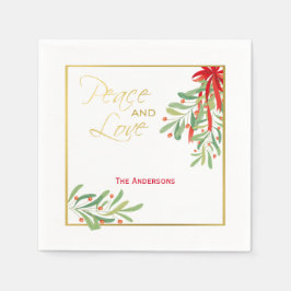 Wasserfarben-Mistletoe & Gold | Personalisierter U Serviette