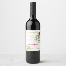 Wasserfarben-Mistletoe & Gold | Personalisierter U Weinetikett