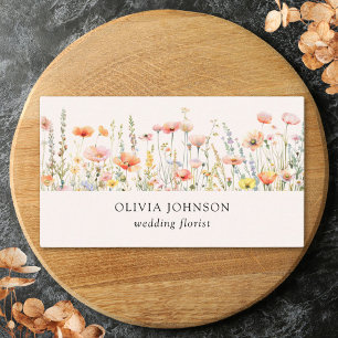Wasserfarben-Mohn-Wildblumen-Blumen-Geschäftskarte Visitenkarte