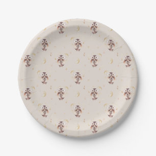Wasserfarben Mommy and Baby Owl Pattern Babydusche Pappteller
