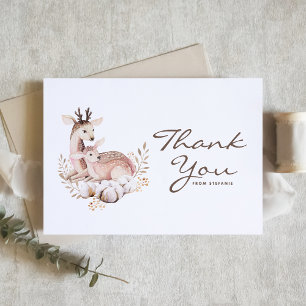 Wasserfarben-Mommy und Baby-Deer-Forest-Kinderdusc Dankeskarte