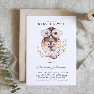 Wasserfarben-Mommy und Baby-Owl-Fall-Baby-Dusche Einladung