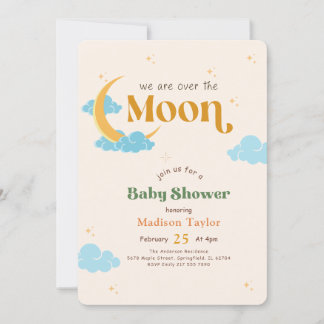 Wasserfarben-Mond-und-Sterne-Junge-Baby-Party Einladung