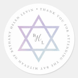 Wasserfarben Monogram Bat Mitzvah Danke Sticker