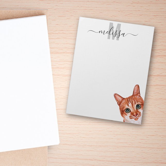 Wasserfarben-Monogramm-Name 'Sneaky Cat' Notizblock (Von Creator hochgeladen)