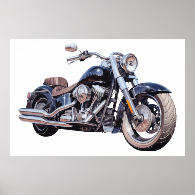 Wasserfarben-Motorrad Poster (Vorne)
