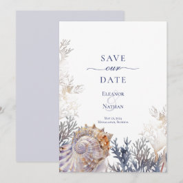Wasserfarben-Muschelkorallen Hochzeiten speichern  Save The Date