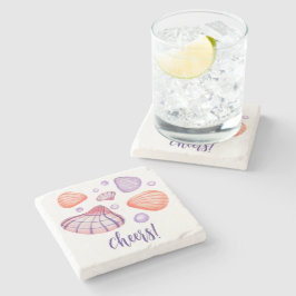 Wasserfarben-Muscheln mit Textstein-Untersetzer Steinuntersetzer